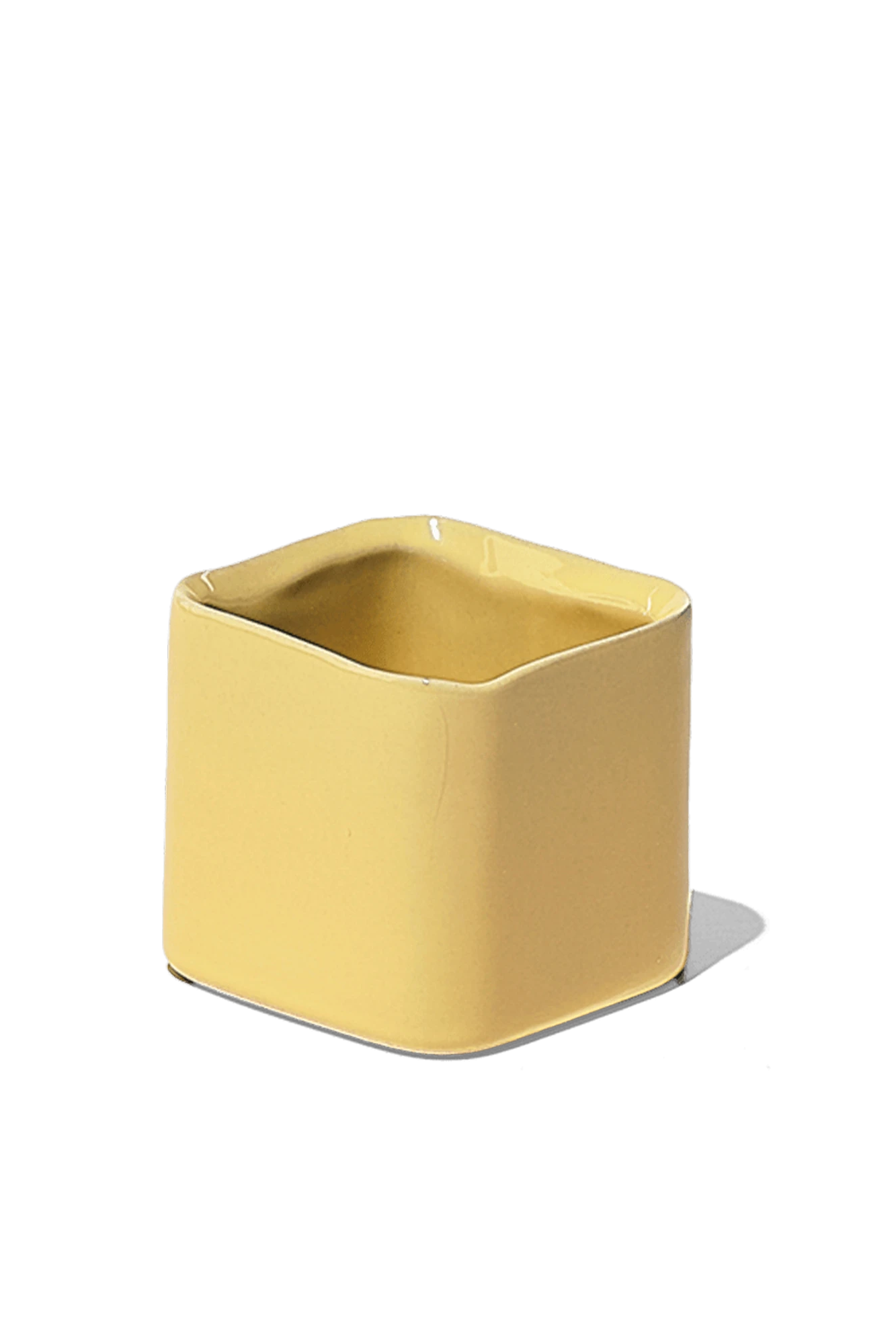 Chive Svek yellow color fully glazed ceramic planter with no drainage.