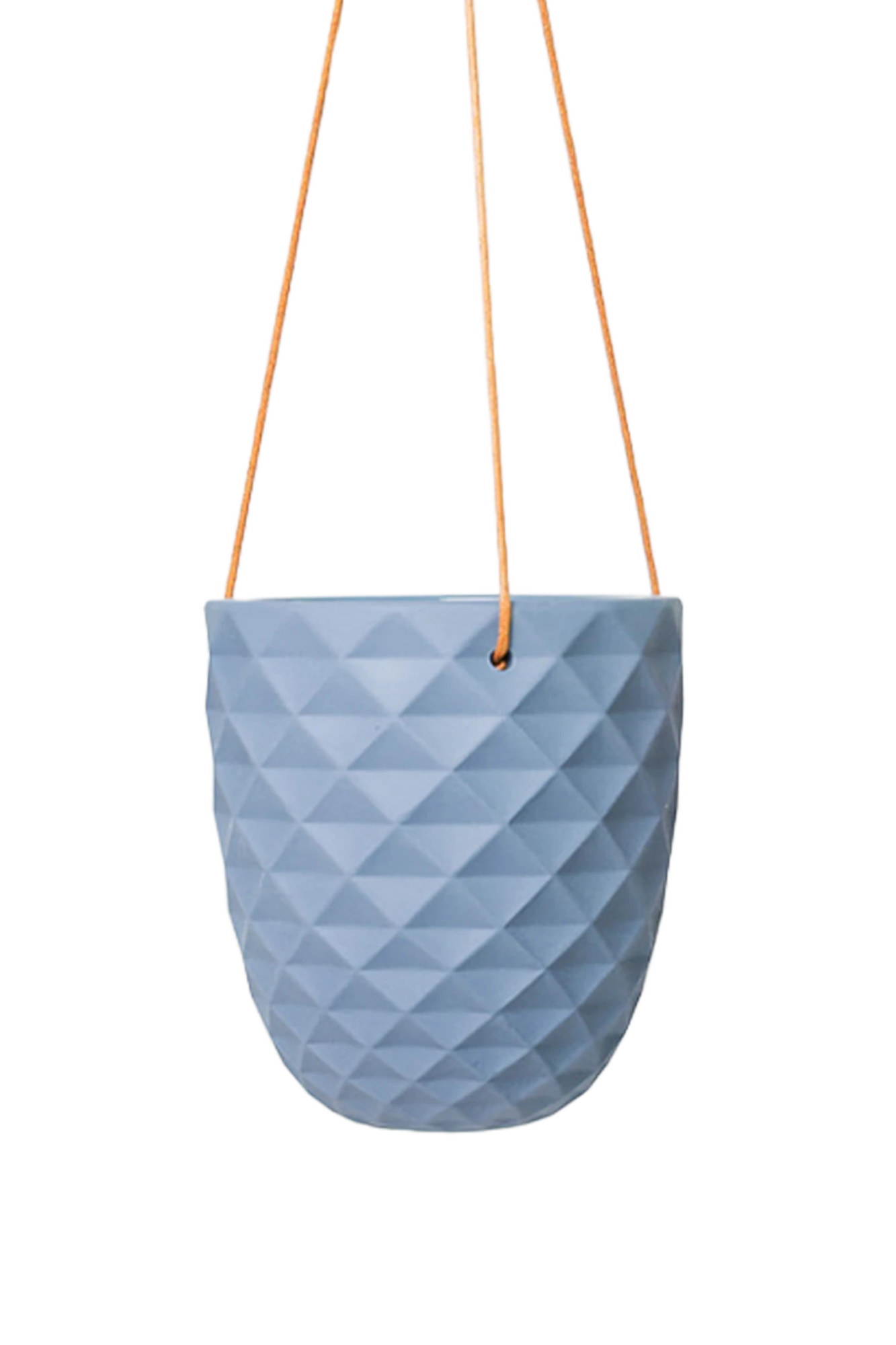 Chive Thimble blue grey porcelain modern hanging planter with no drainage and matte finish.