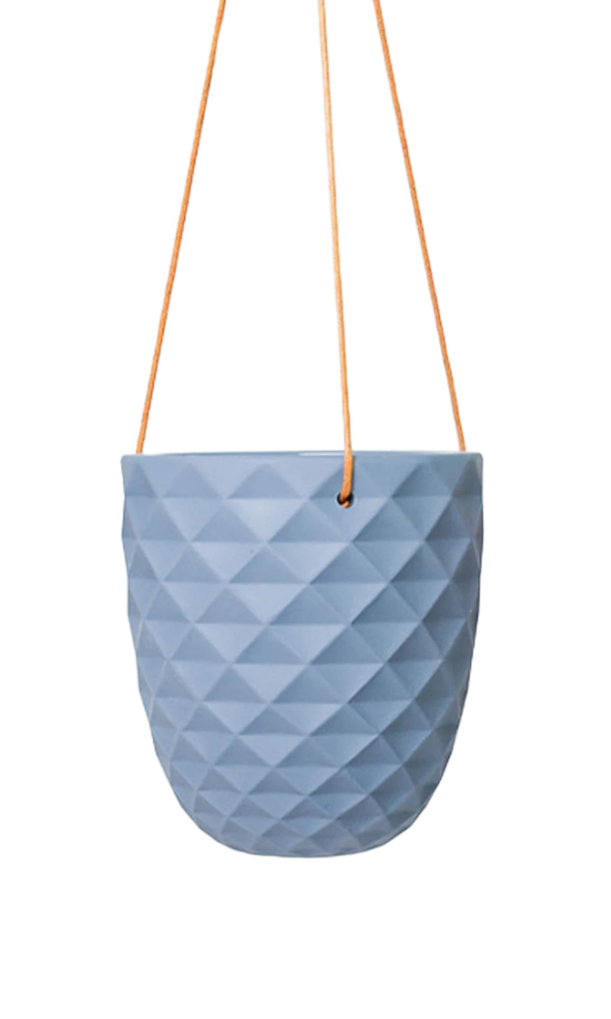 Chive Thimble blue grey porcelain modern hanging planter with no drainage and matte finish.