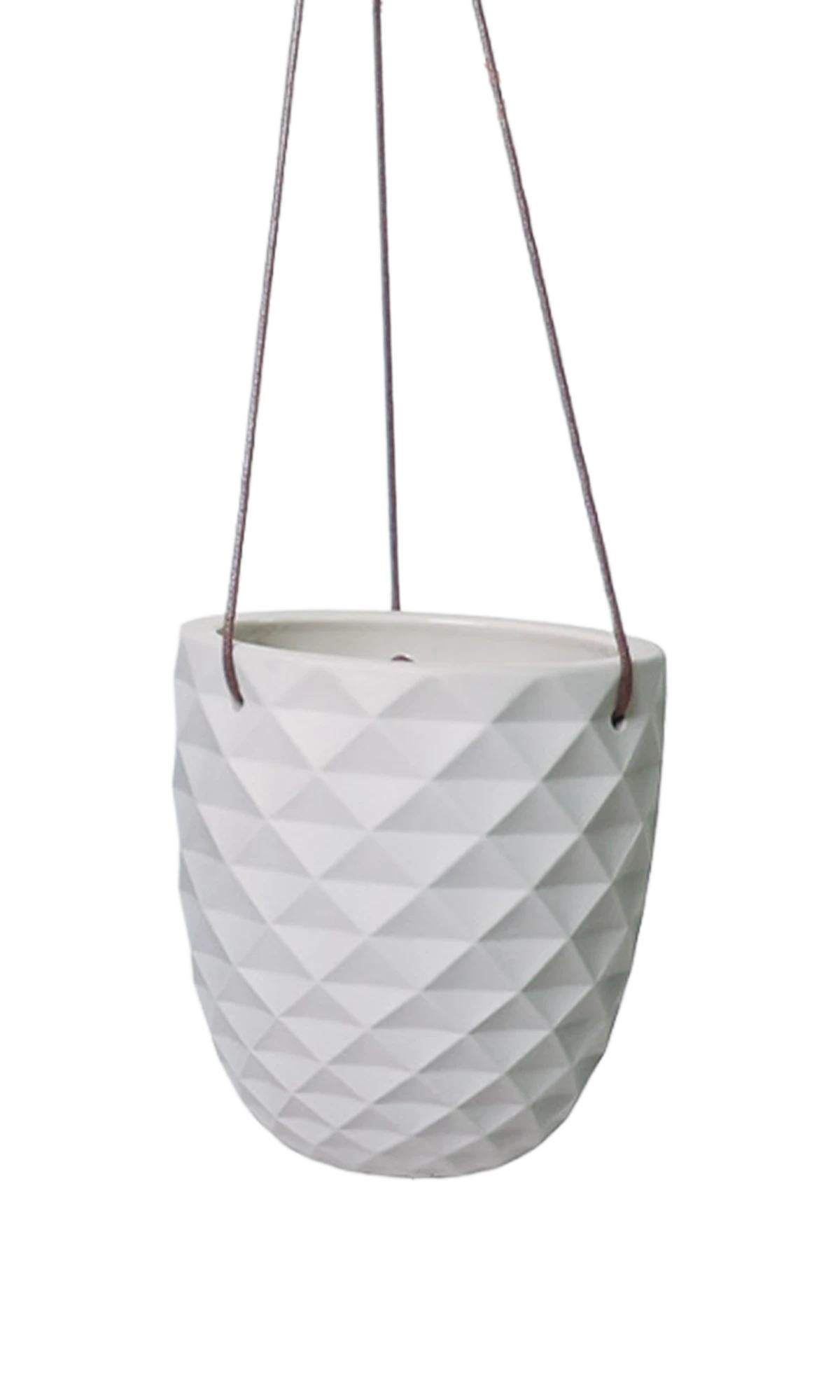 Chive Thimble light grey porcelain hanging planter with no drainage and matte finish.