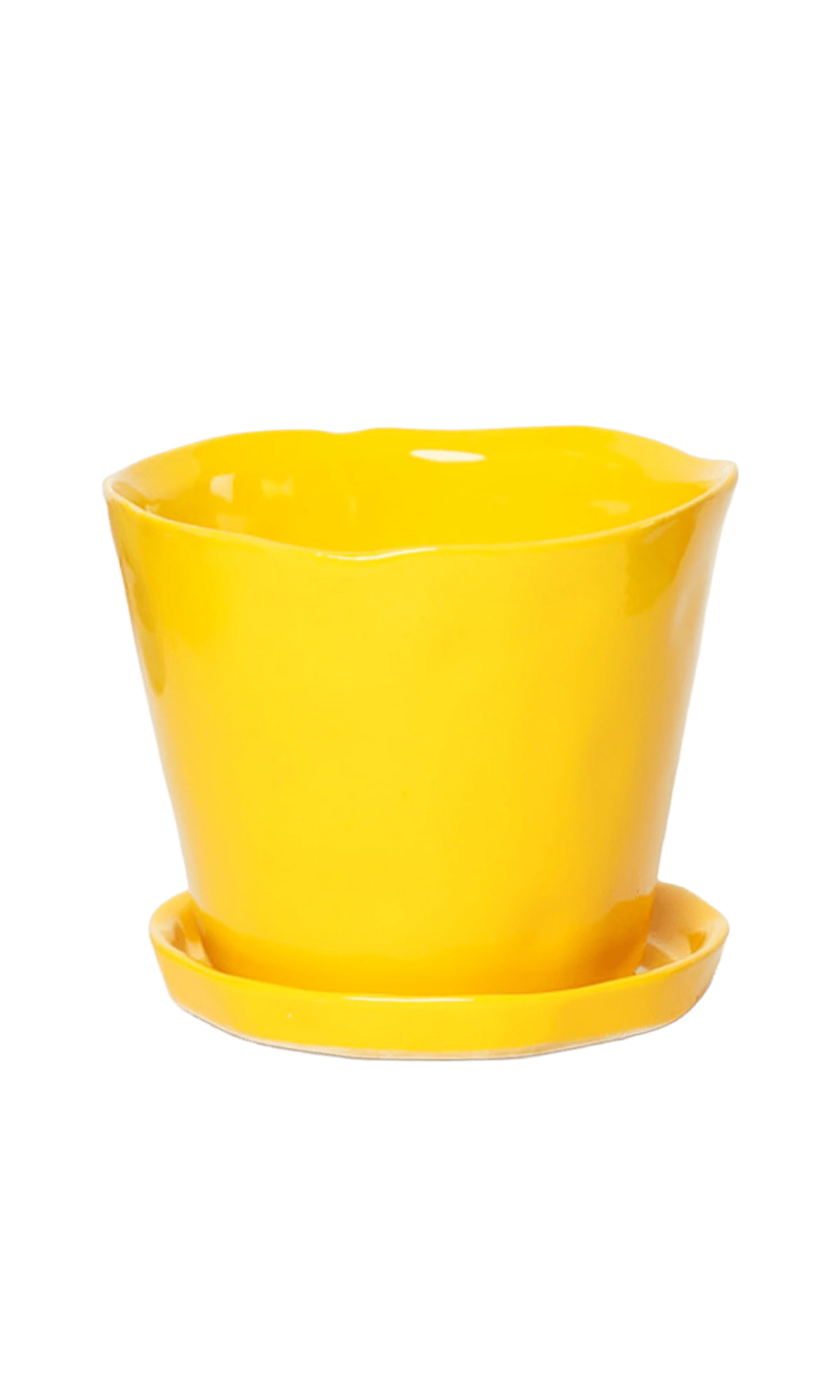 Chive Tika meadowlark yellow ceramic large plant pot with drainage hole and detachable saucer.