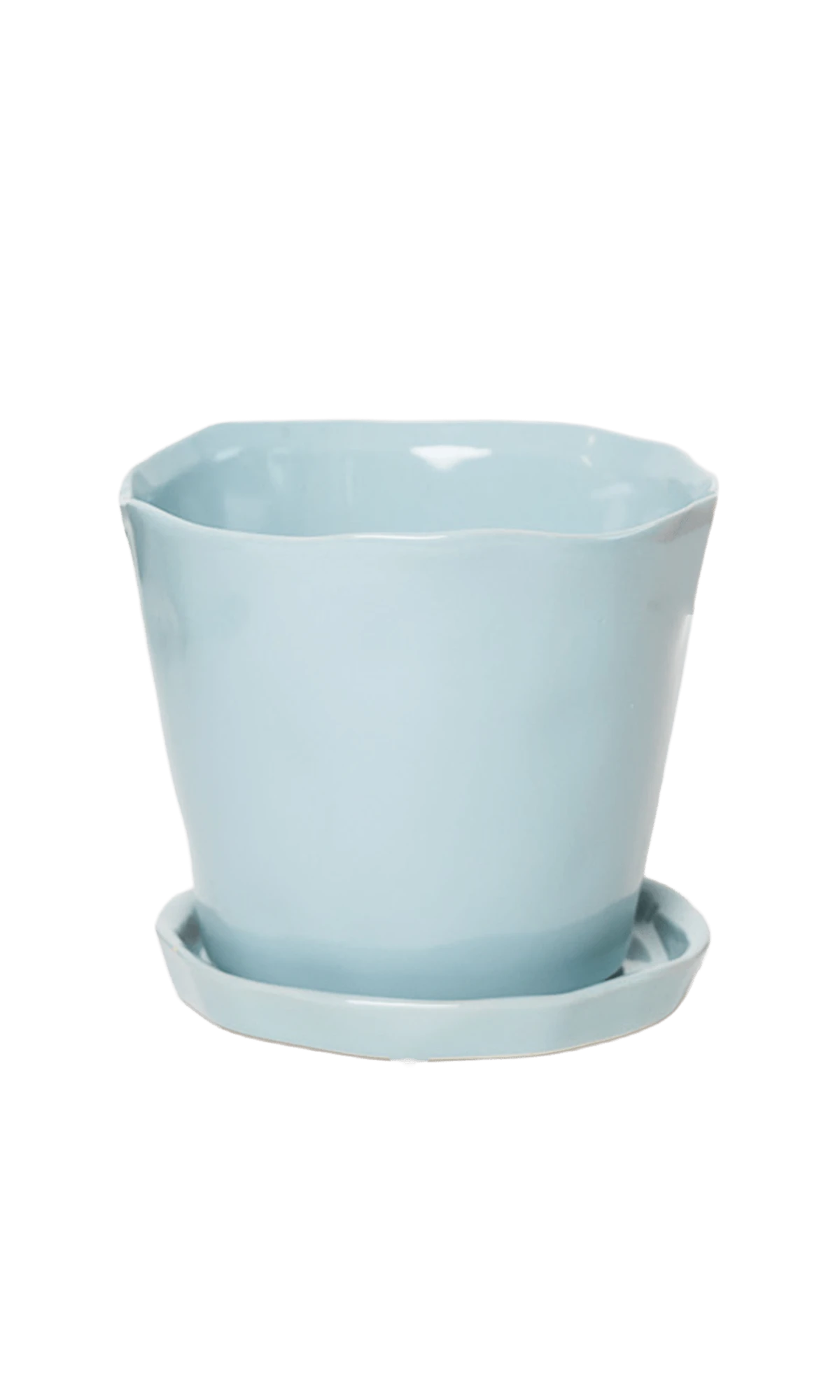 Chive Tika new grey ceramic medium plant pot with drainage hole and detachable saucer.