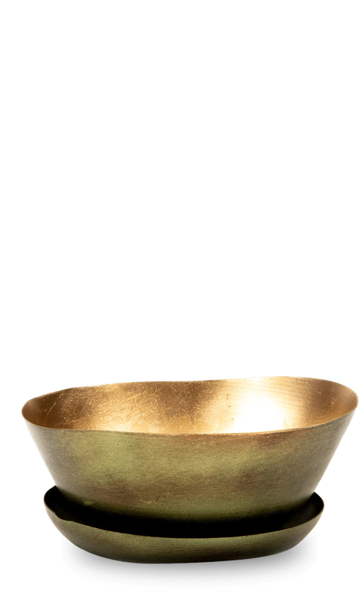 Chive Topper fern brown metal small succulent dish with drainage and detachable saucer.