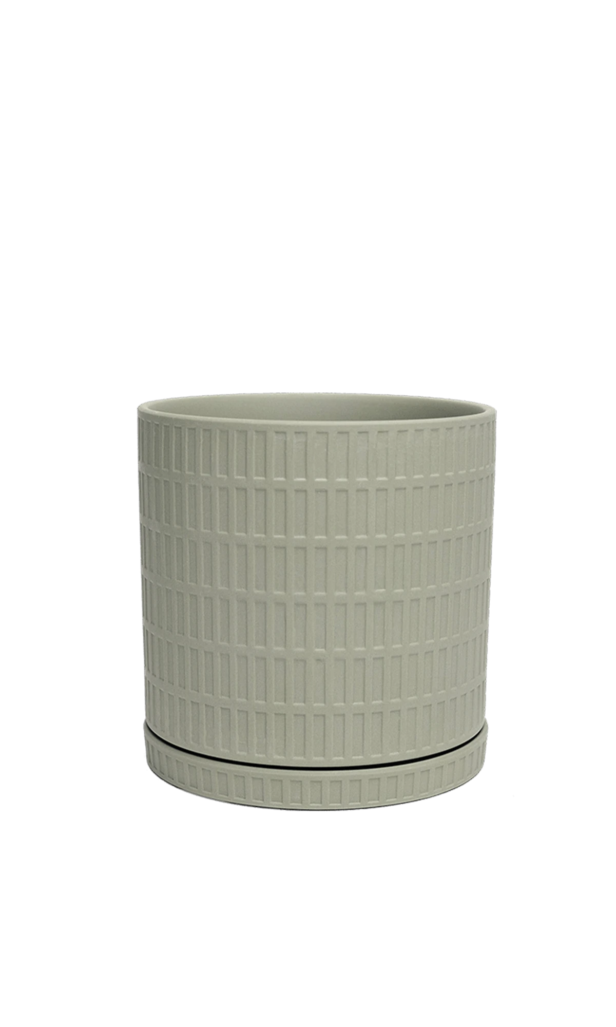 Chive Virago A large olive porcelain pot with drainage hole and detachable saucer.