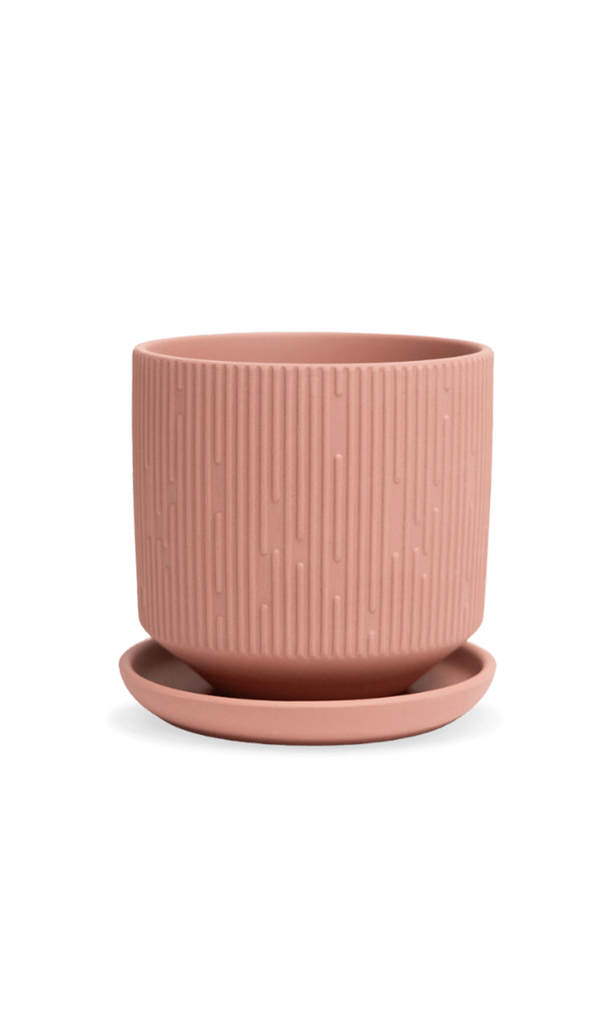 Chive Virago C small clay terracotta porcelain pot with drainage hole and detachable saucer.