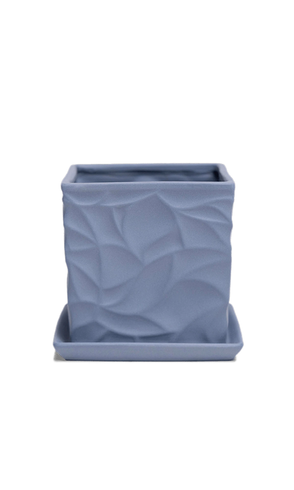 Chive Virago D medium blue grey porcelain pot with drainage hole and detachable saucer.