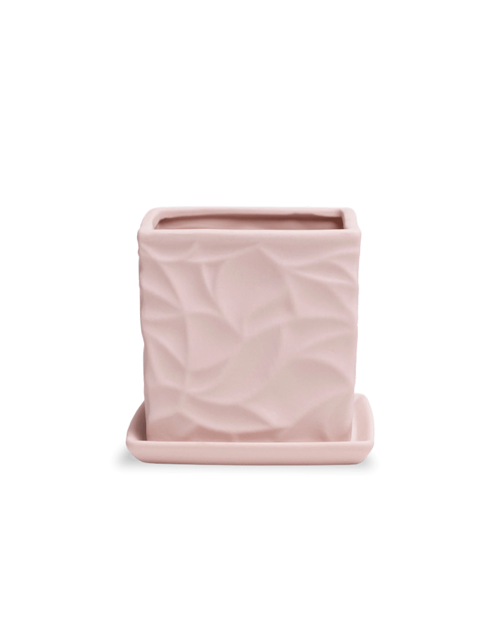 Chive Virago D medium soft pink porcelain pot with drainage hole and detachable saucer.