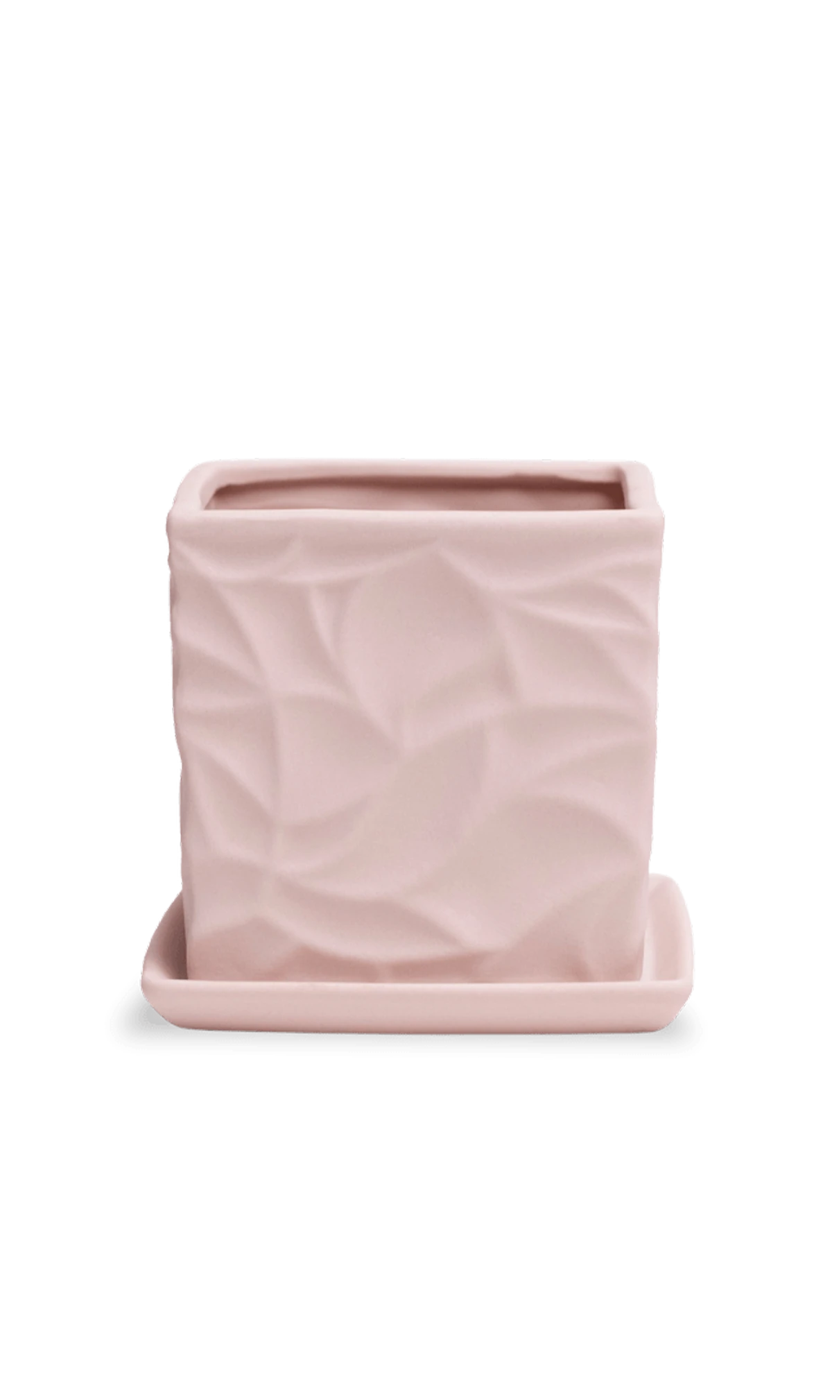 Chive Virago D small soft pink porcelain pot with drainage hole and detachable saucer.