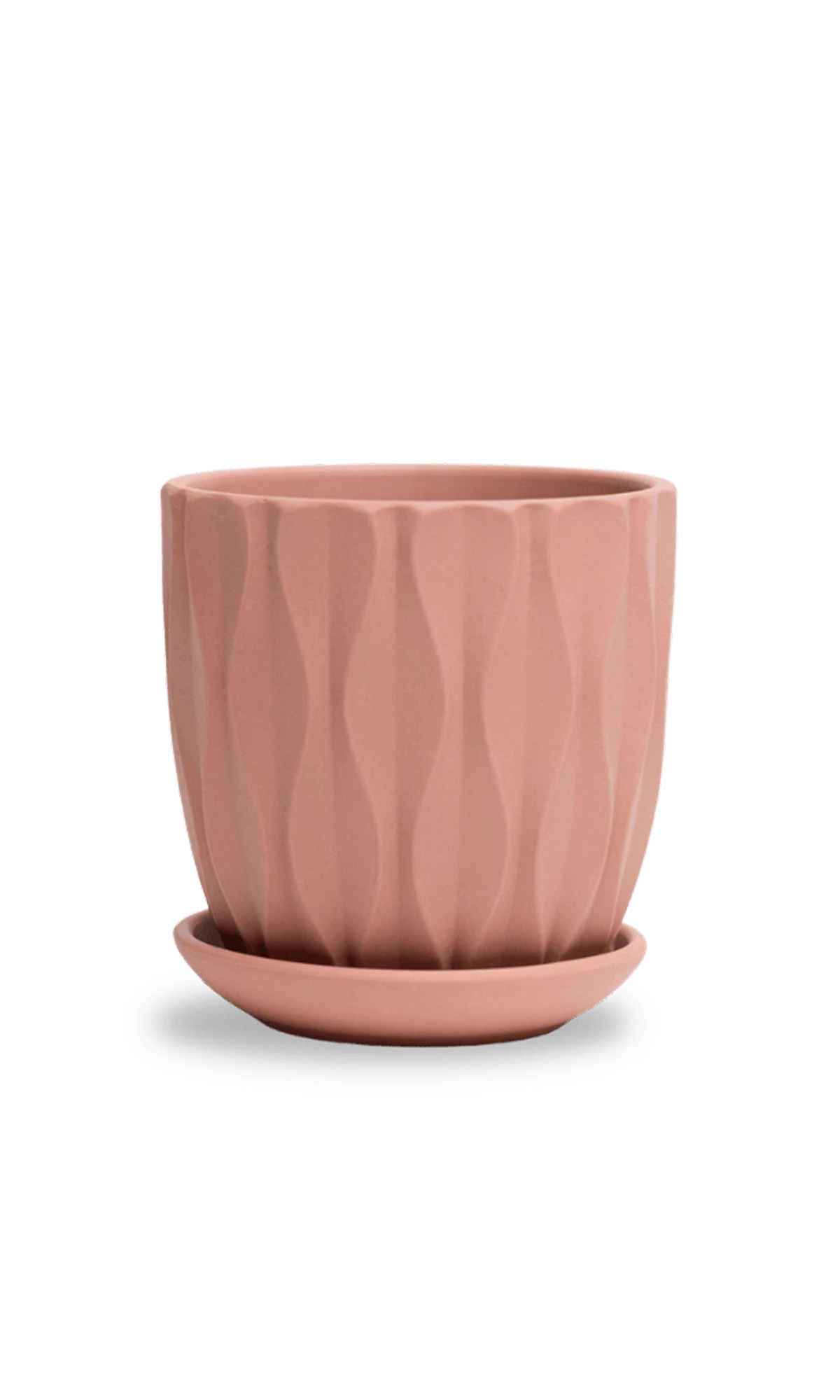 Chive Virago E medium clay terracotta porcelain pot with drainage and detachable saucer.