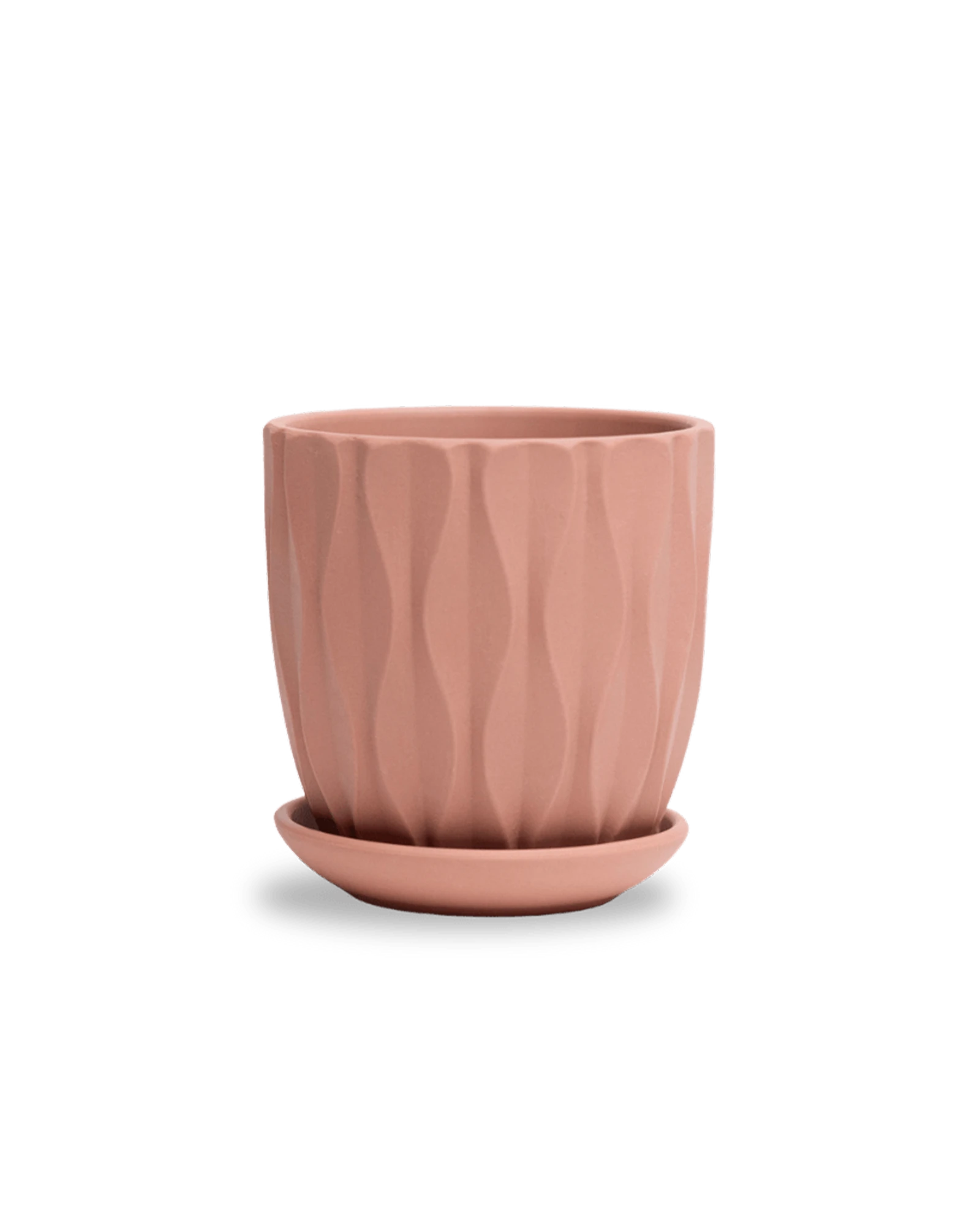 Chive Virago E medium clay terracotta porcelain pot with drainage and detachable saucer.