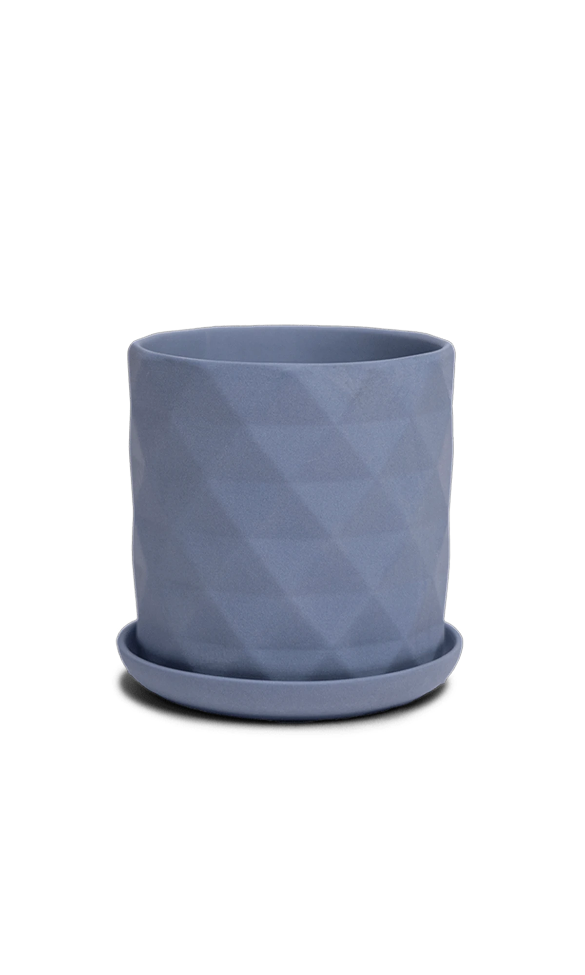 Chive Virago F small blue grey porcelain pot with drainage hole and detachable saucer.