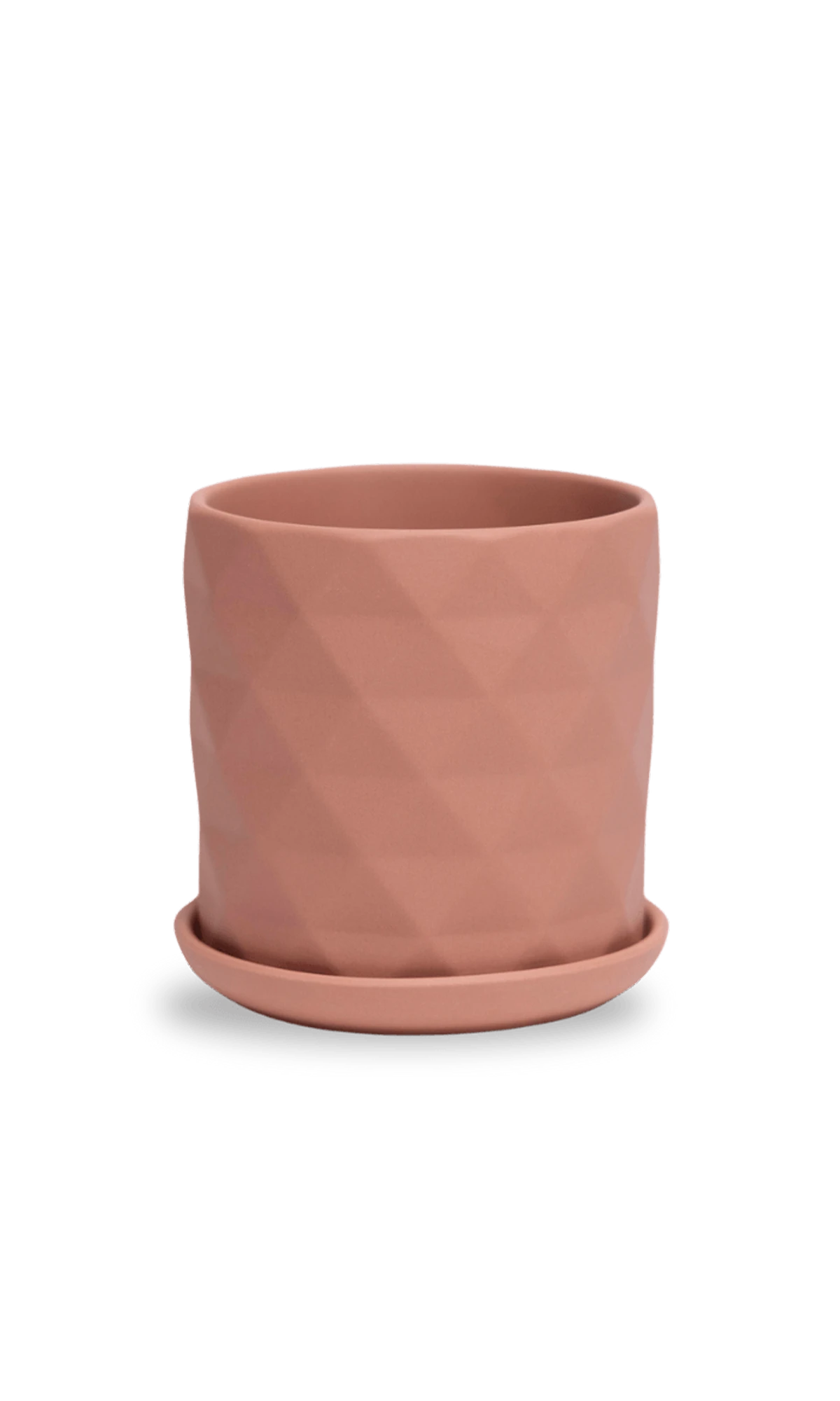 Chive Virago F small clay terracotta porcelain pot with drainage hole and detachable saucer.
