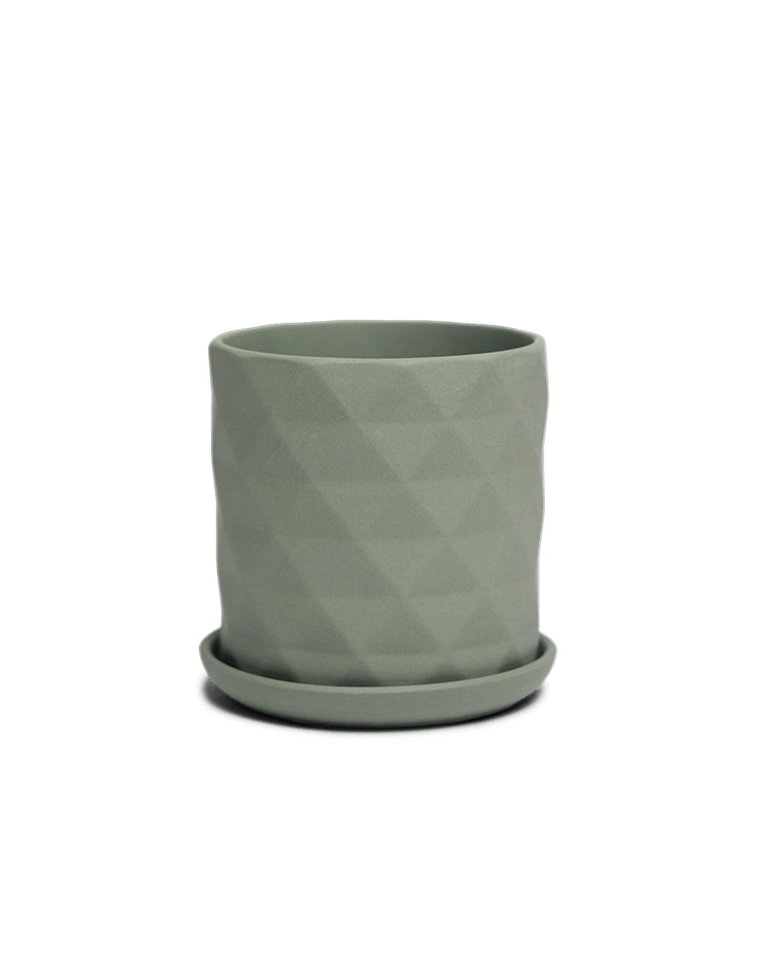 Chive Virago F medium olive porcelain pot with drainage hole and detachable saucer.