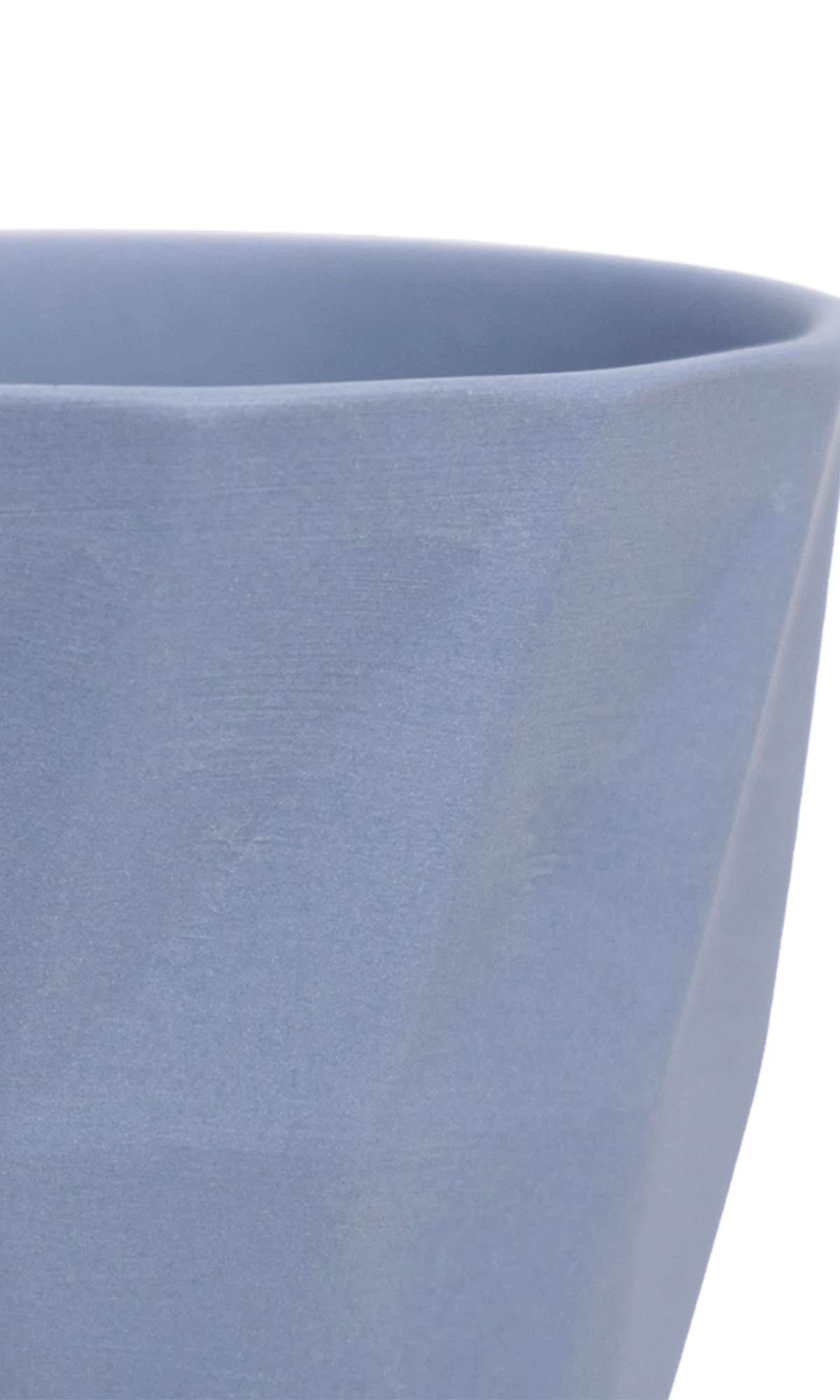 Close-up of the Chive Virago G small blue grey porcelain pot showing the color and geometric texture.