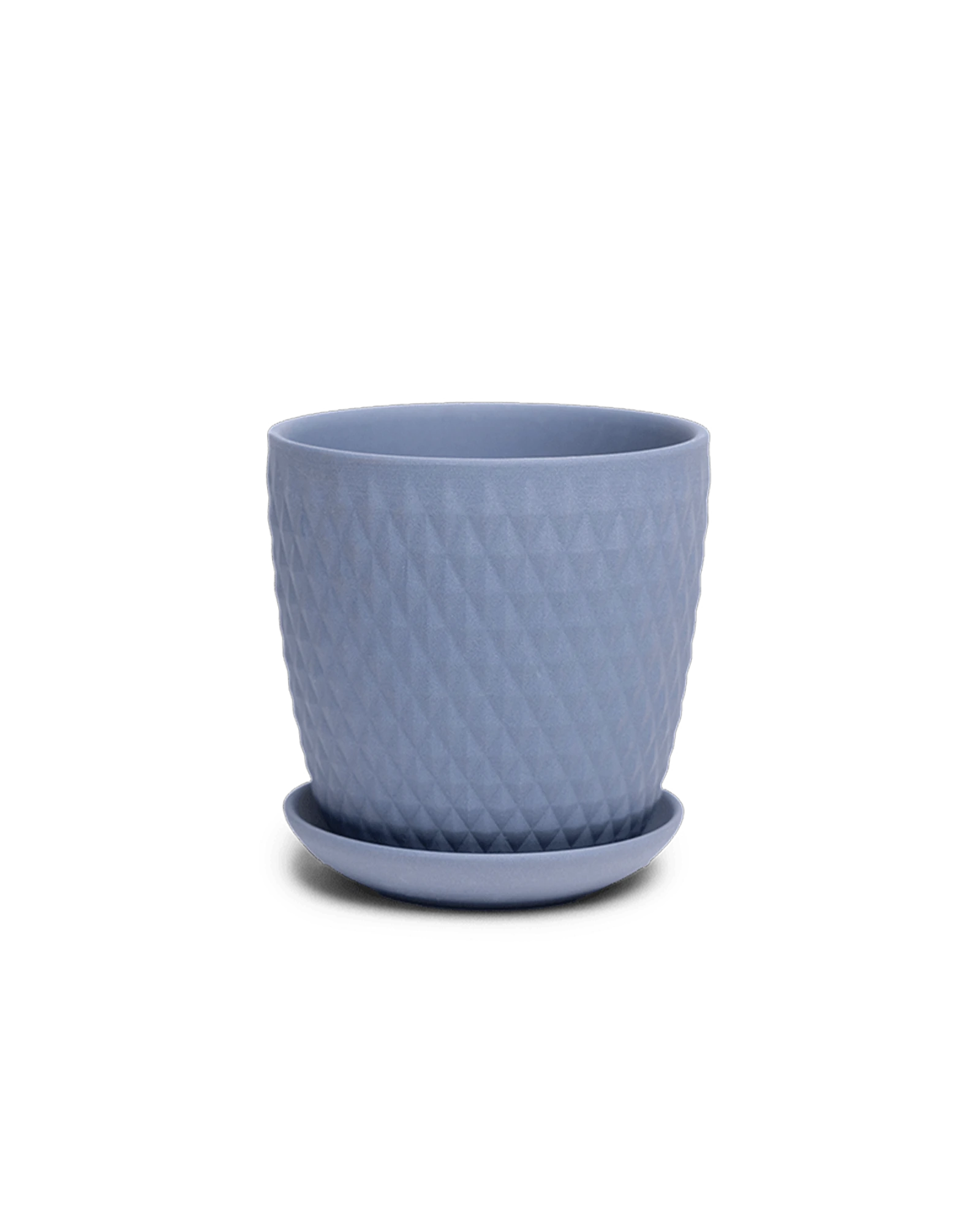 Chive Virago H medium blue grey porcelain pot with drainage and detachable saucer.