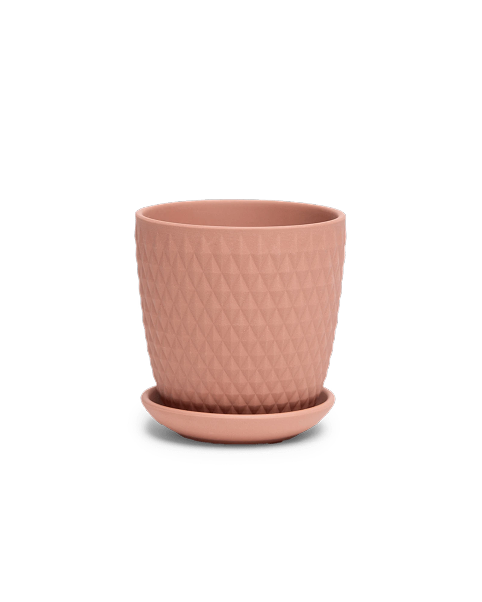 Chive Virago H small clay terracotta porcelain pot with drainage hole and detachable saucer.