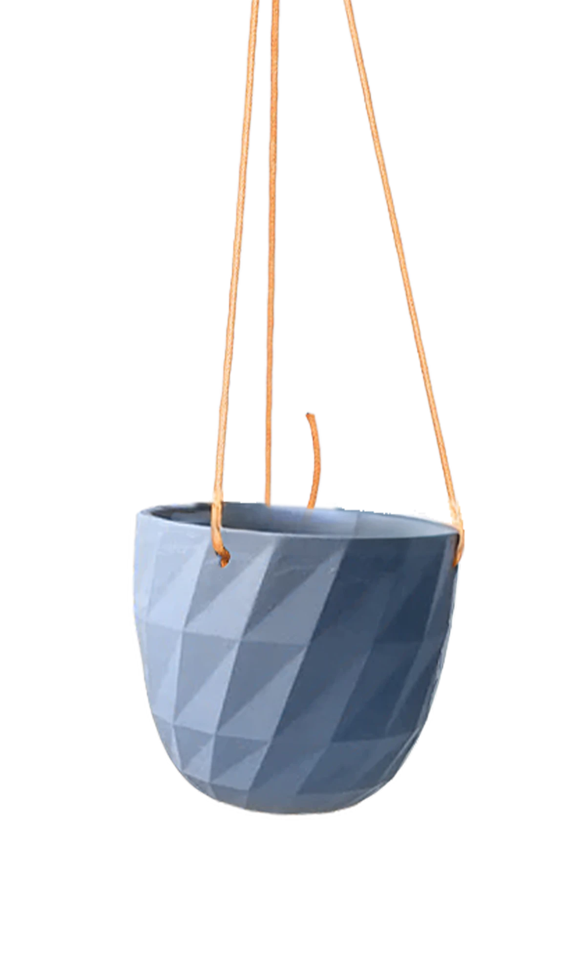 Chive Virago E blue grey ceramic hanging planter with no drainage.