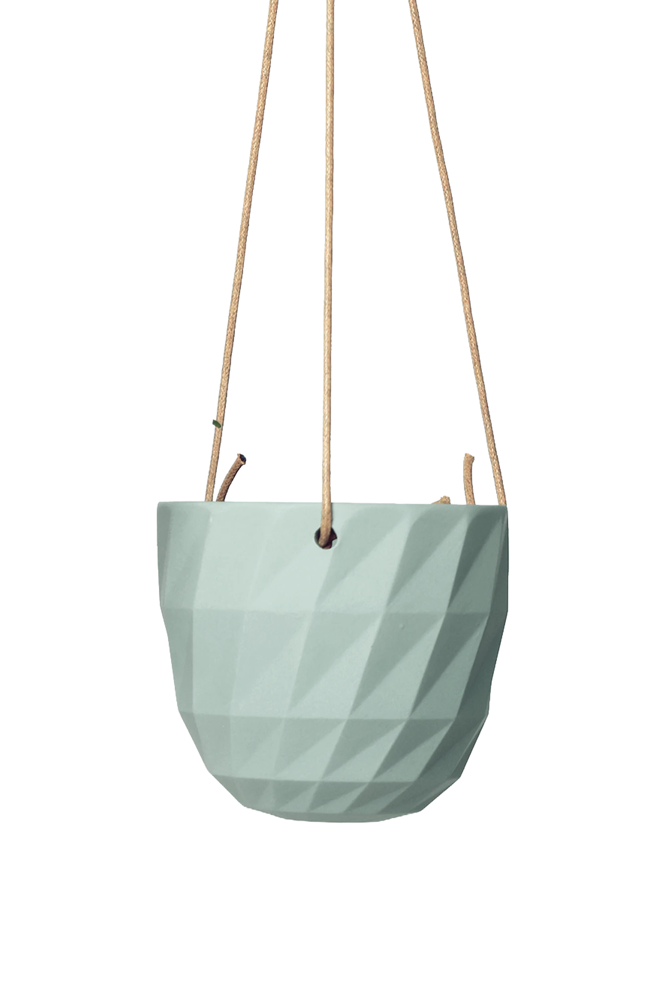 Chive Virago E peacock green ceramic hanging planter with no drainage.