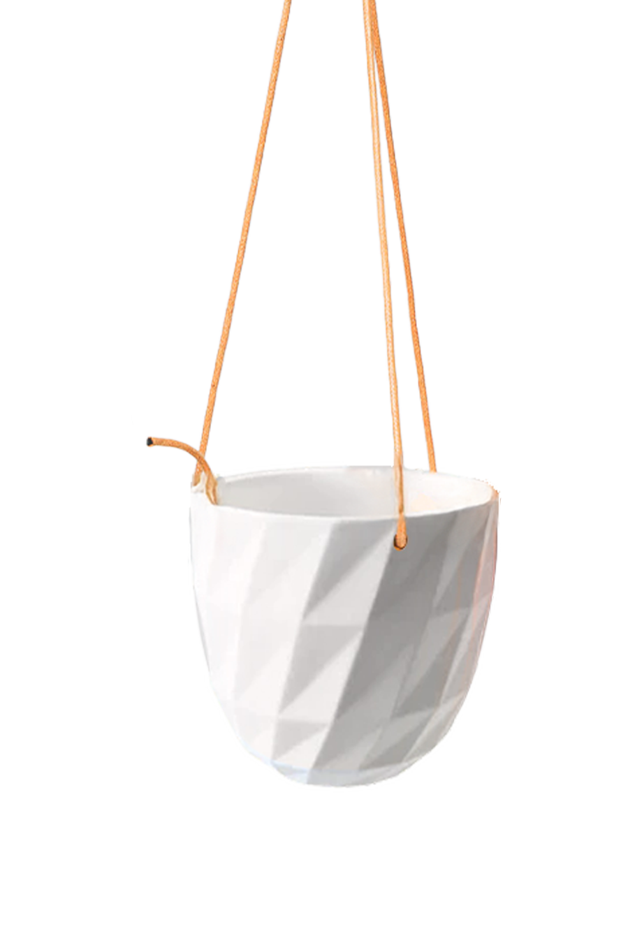 Chive Virago E white ceramic hanging planter with no drainage.