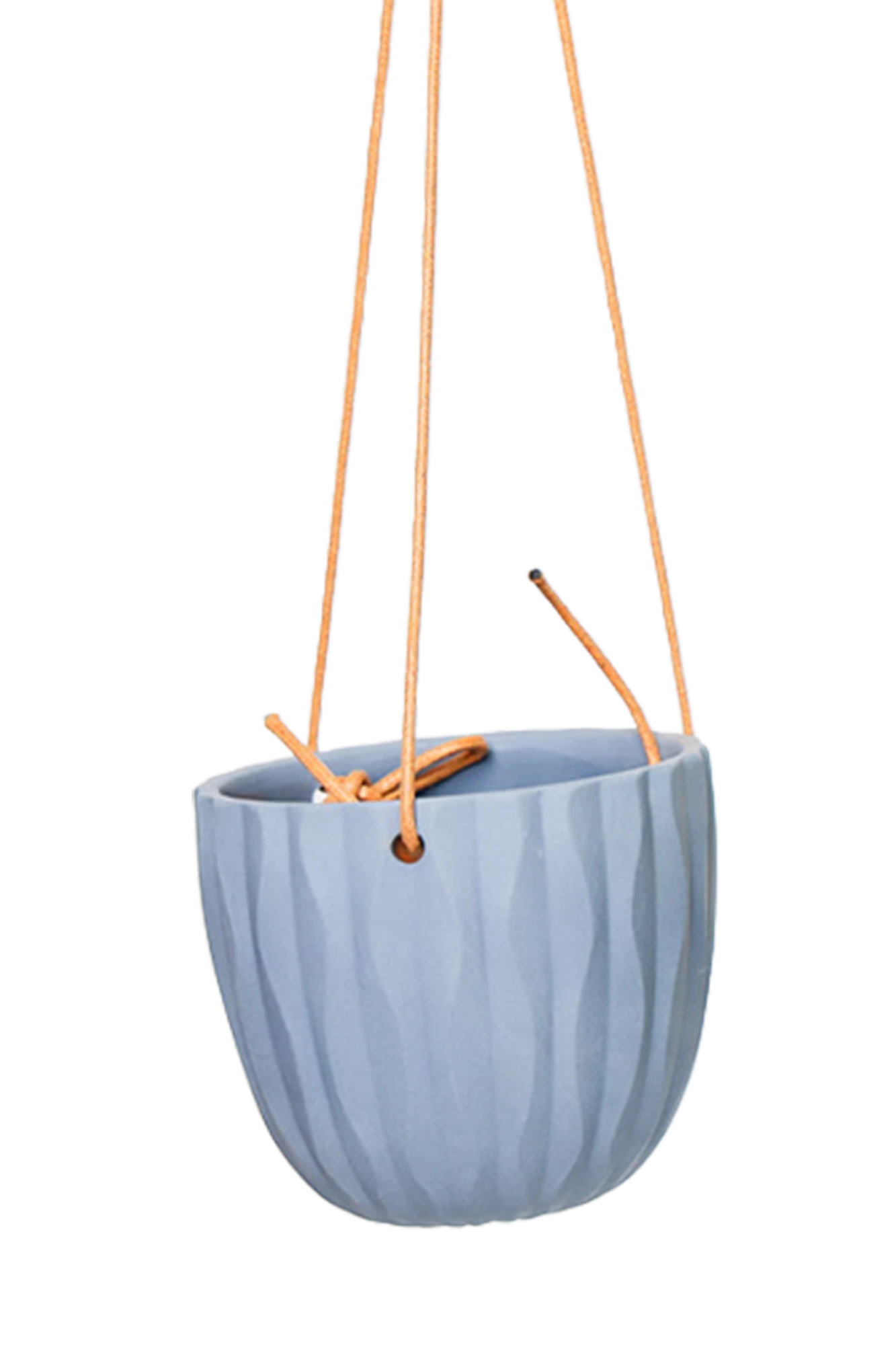 Chive Virago G blue grey ceramic hanging planter with no drainage.
