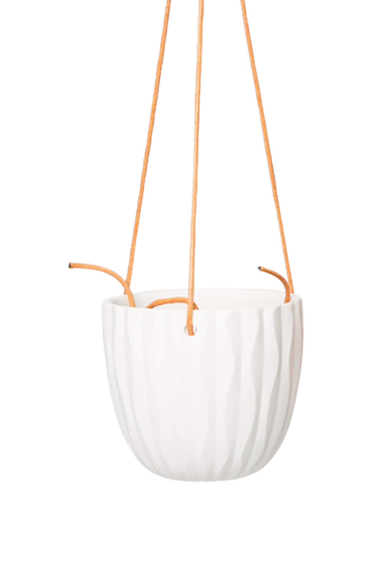 Chive Virago G white ceramic hanging planter with no drainage.