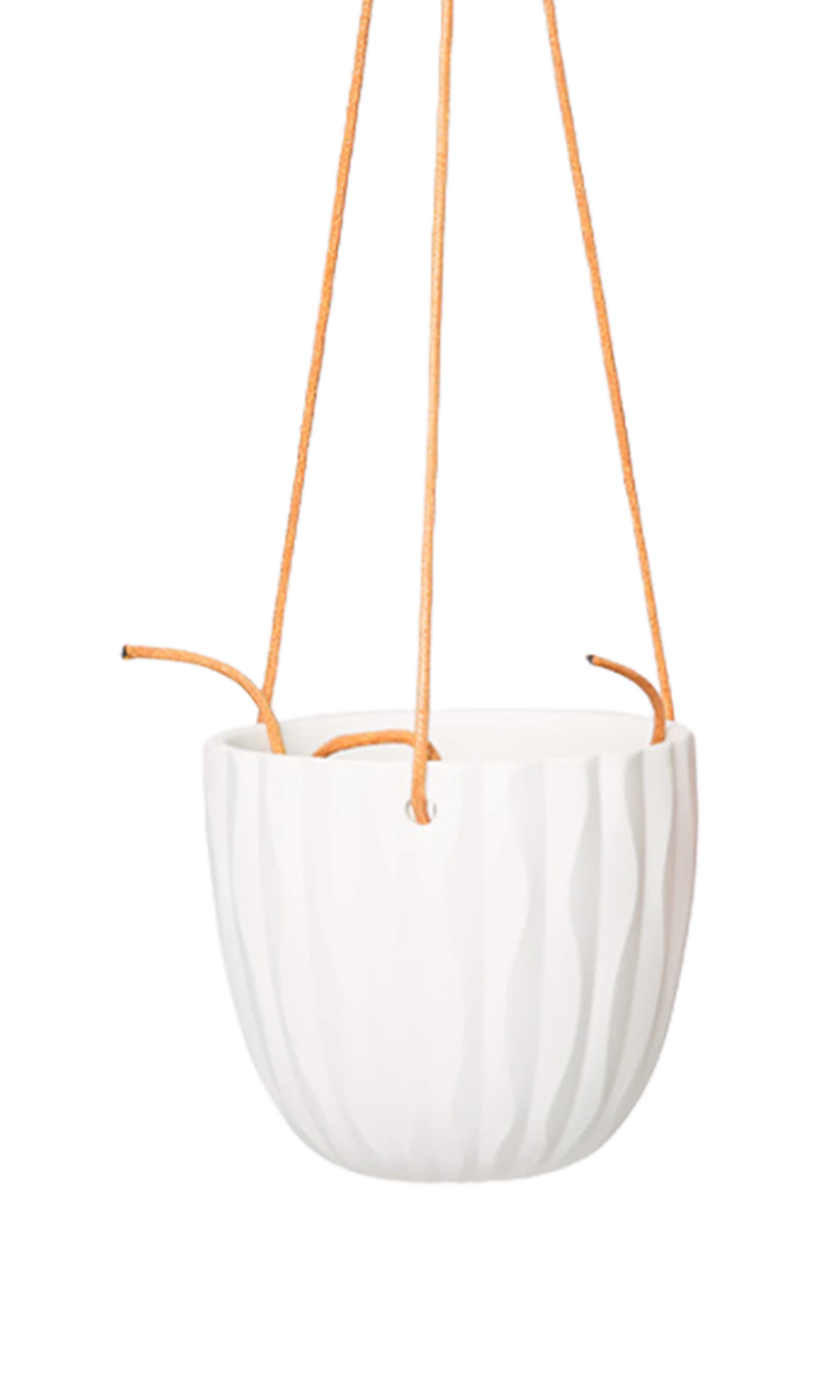 Chive Virago G white ceramic hanging planter with no drainage.