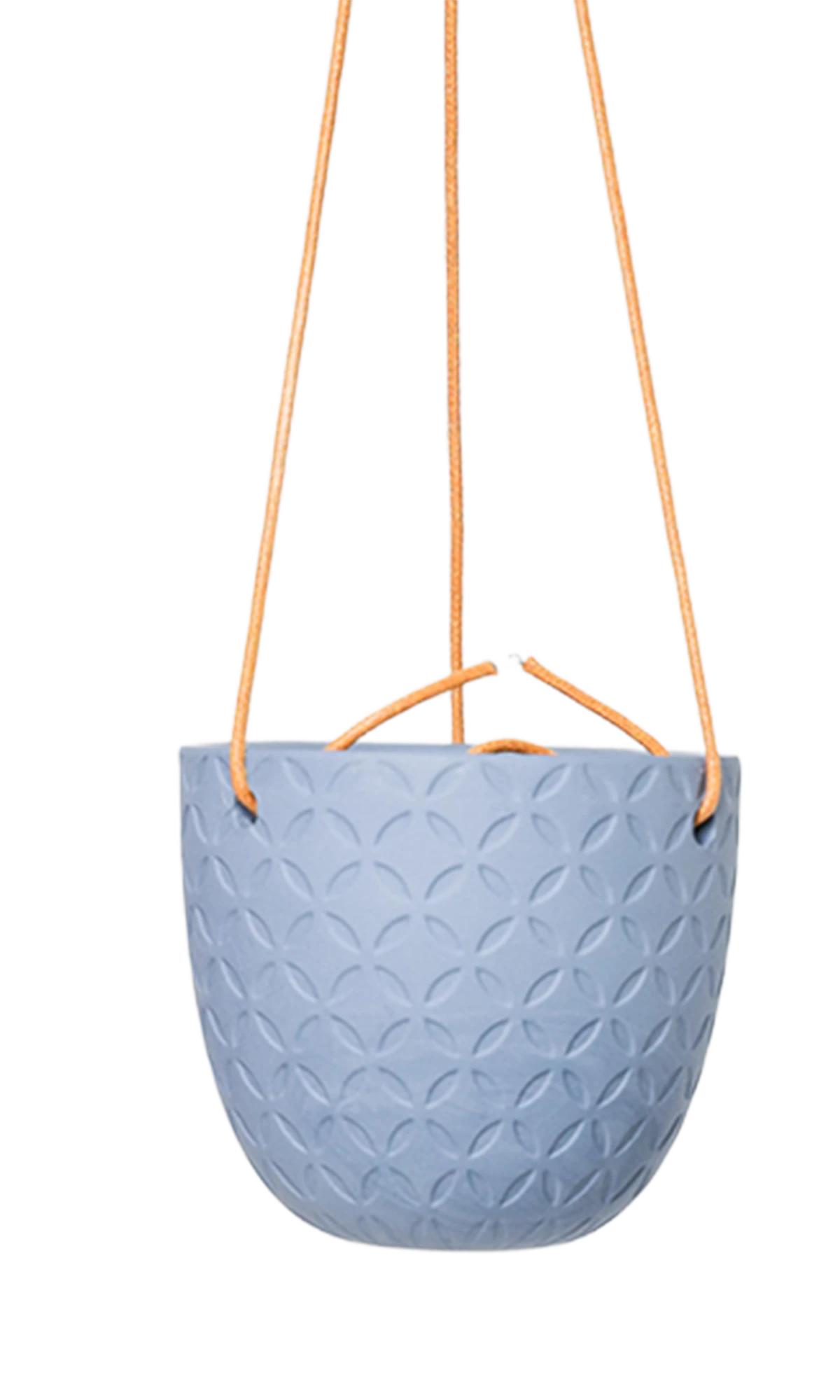 Chive Virago H blue grey ceramic hanging planter with no drainage.