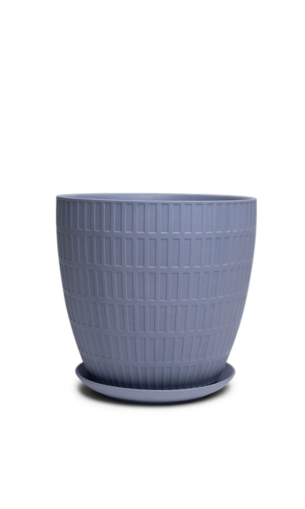Chive Virago I large blue grey porcelain pot with drainage hole and detachable saucer.
