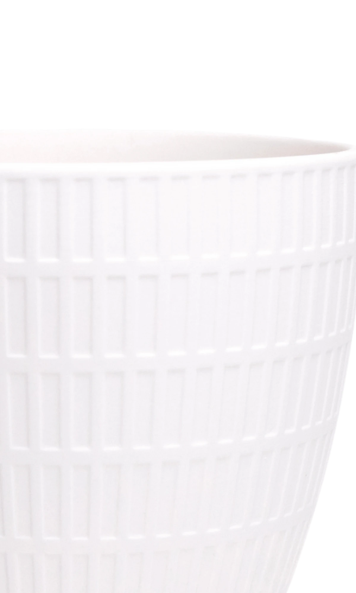 Close-up of the Chive Virago I large white porcelain pot showing the textured finish.