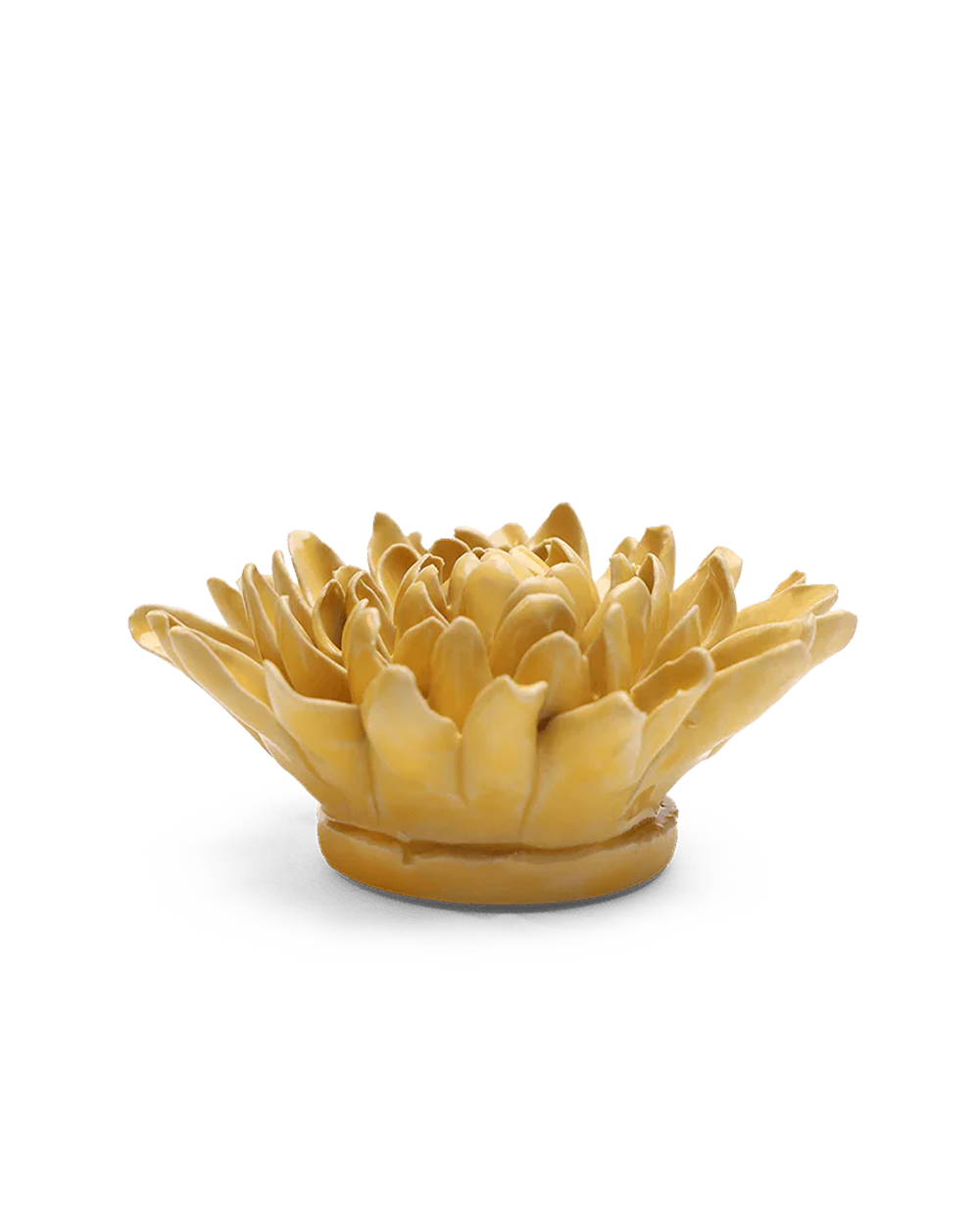 Buttercup Yellow Chrysanthemum ceramic wall flower detail view — Chive Ceramics Studio