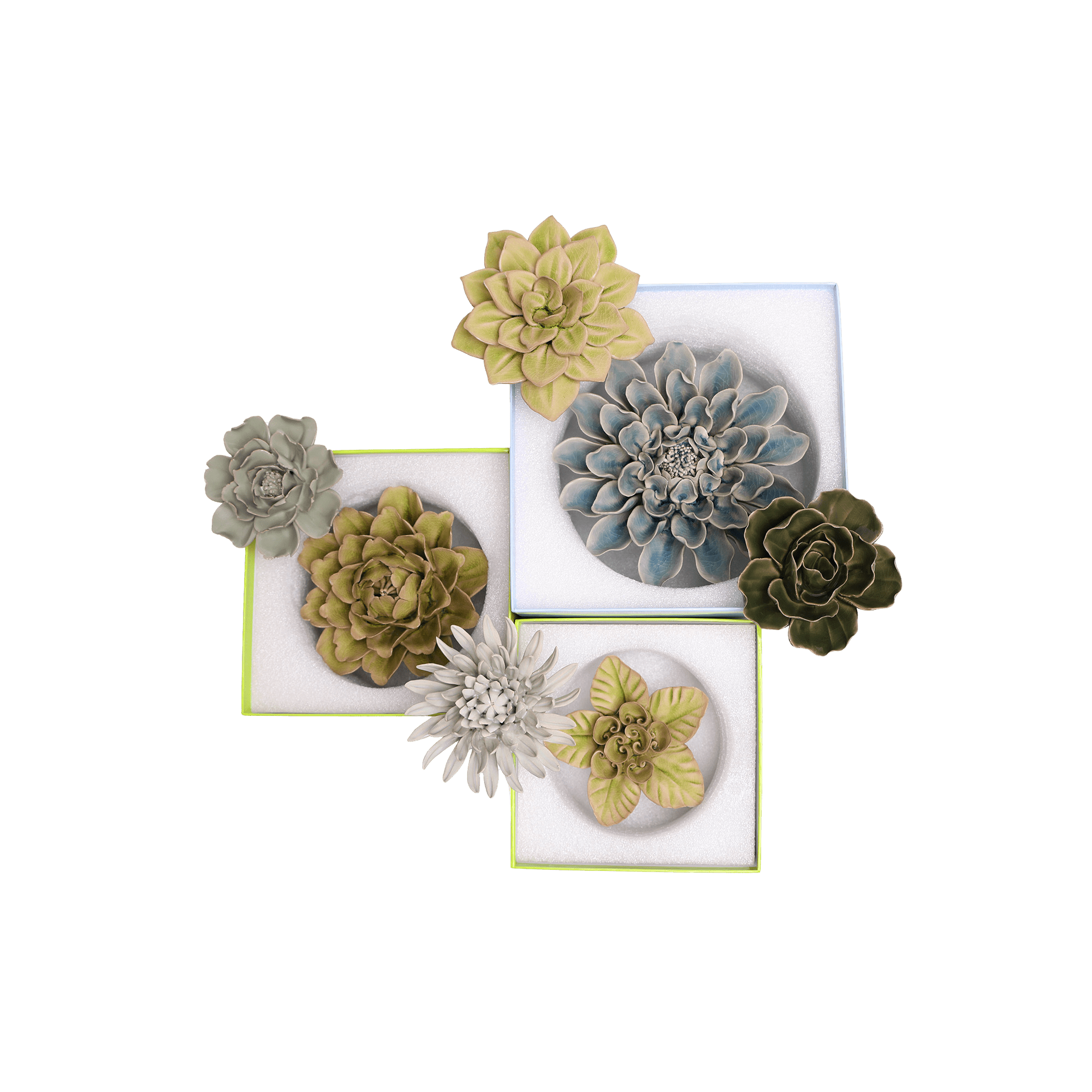 Ceramic Flowers With Keyhole For Hanging On Walls Lyon Set - Chive Ceramics Studio - Ceramic Flower Sets - Chive US