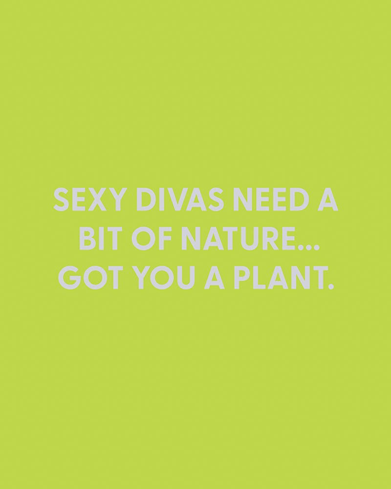 Sexy divas need a bit of nature... Got you a plant. - Greeting Card - Chive Ceramics Studio - Cards - Chive Ceramics Studio