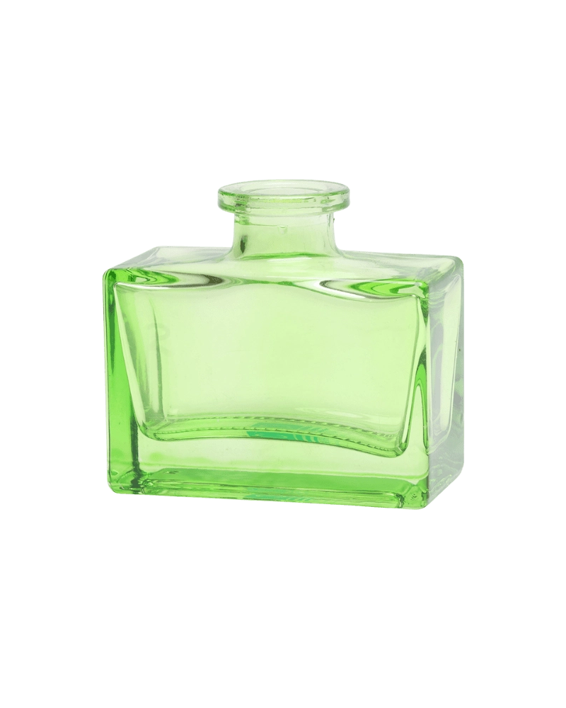 Chive Loft square glass bud vase in green with a clean rectangular silhouette and narrow neck.