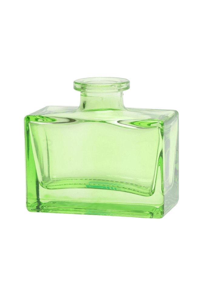 Chive Loft square glass bud vase in green with a clean rectangular silhouette and narrow neck.