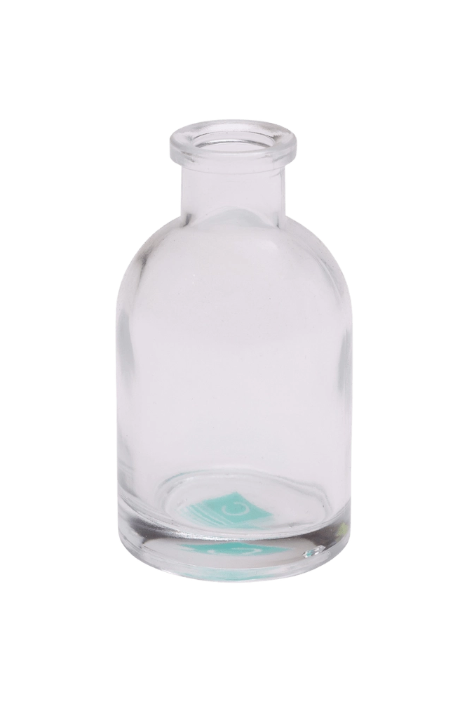 Chive Loft tall glass bud vase in clear glass, shown straight-on with a smooth glossy finish.