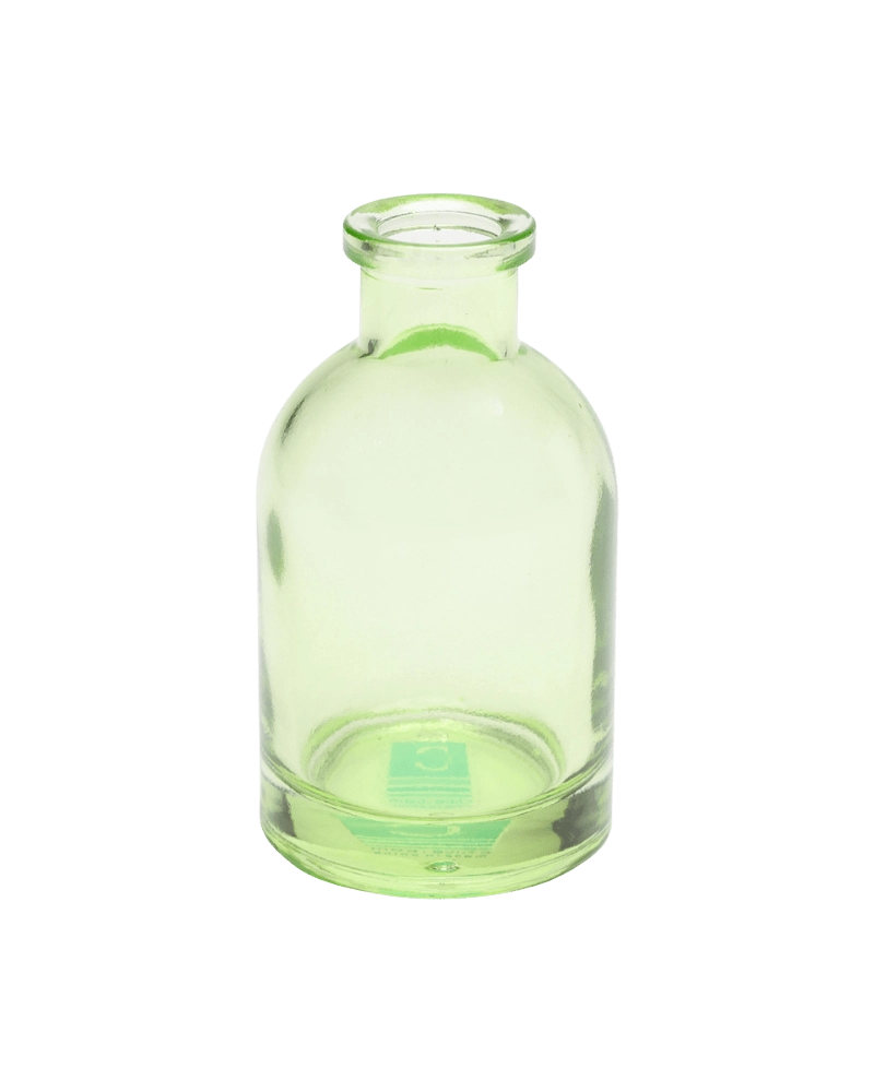 Chive Loft tall glass bud vase in green, shown straight-on with a smooth glossy finish.