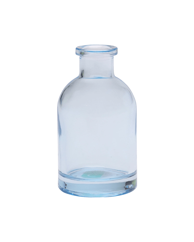 Chive Loft tall glass bud vase in light blue, shown straight-on with a smooth glossy finish.