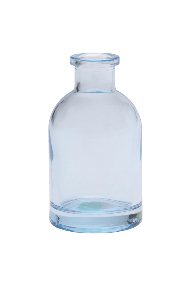 Chive Loft tall glass bud vase in light blue, shown straight-on with a smooth glossy finish.