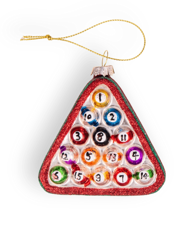 Chive glass billiard balls ornament dimensions showing small tabletop-friendly scale.
