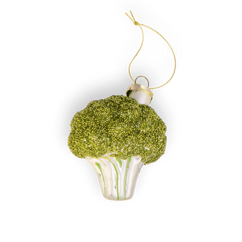 Chive glass broccoli ornament dimensions showing small tabletop-friendly scale.
