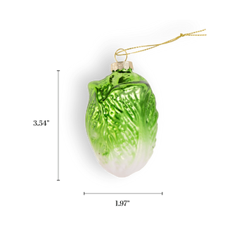 Chive glass cabbage ornament in green with textured leaf detailing.