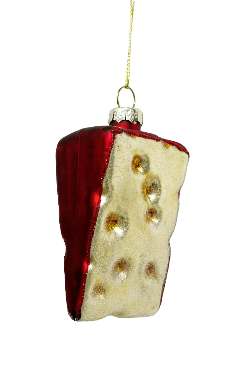 Chive glass cheese wedge ornament dimensions showing small tabletop-friendly scale.