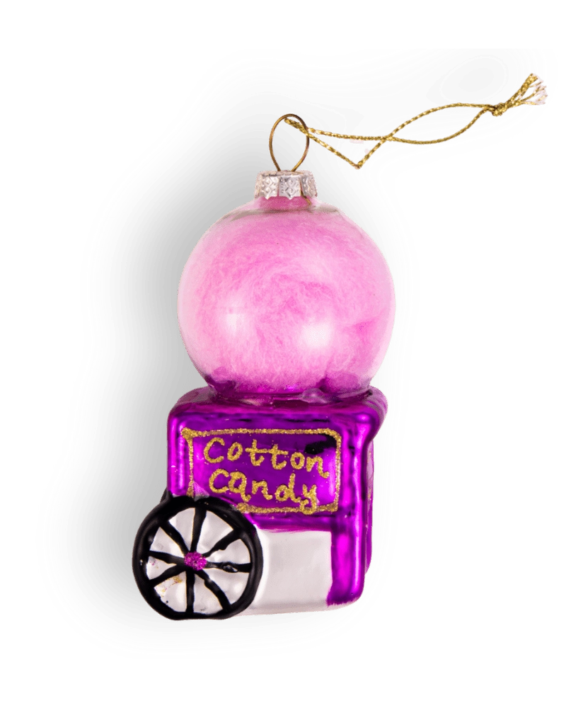 Chive glass cotton candy cart ornament dimensions showing small tabletop-friendly scale.