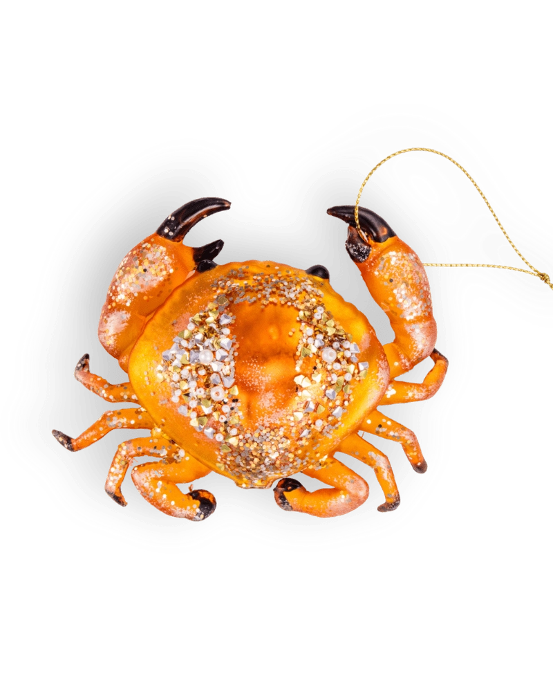 Chive glass crab ornament dimensions showing small tabletop-friendly scale.