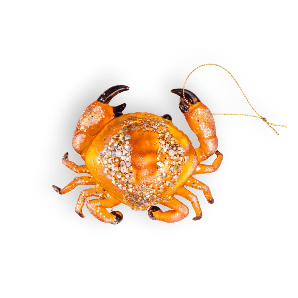 Chive glass crab ornament dimensions showing small tabletop-friendly scale.