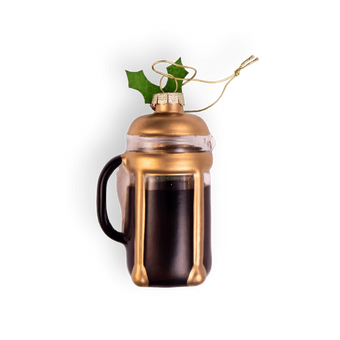 Chive glass French press ornament dimensions showing small tabletop-friendly scale.