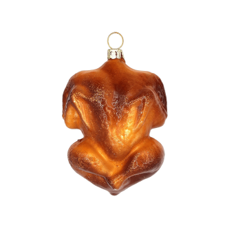 Chive glass roast turkey ornament in golden brown with a glossy glazed finish.