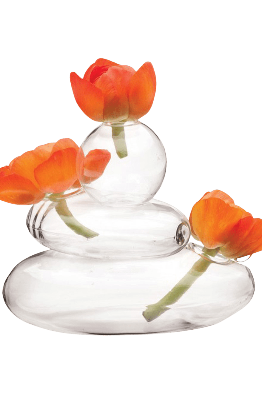 Rockpile Glass Modern Clear Flower Vase - Chive Ceramics Studio - Vases - Chive Ceramics Studio