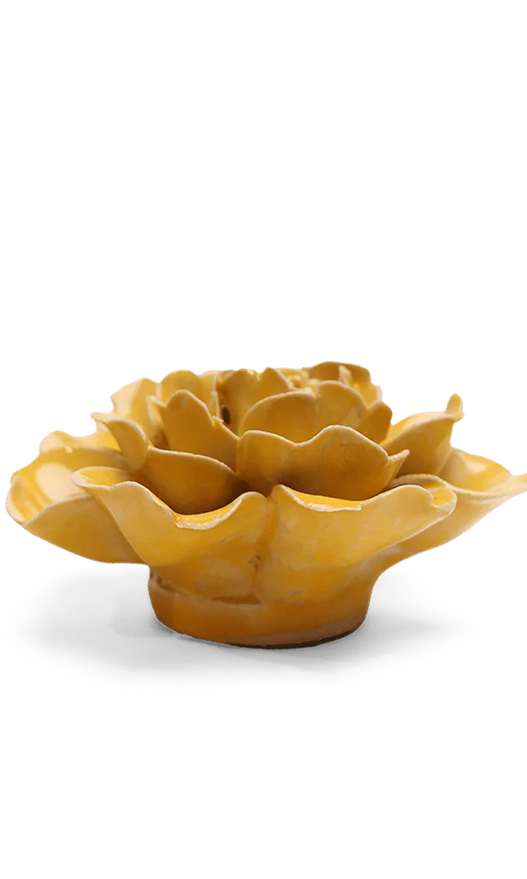 Burnt Yellow Rose ceramic wall flower — English Garden — handmade by Chive Studio Toronto