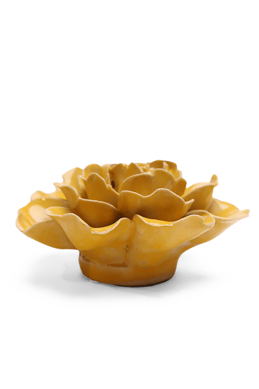 Burnt Yellow Rose ceramic wall flower — English Garden — handmade by Chive Studio Toronto